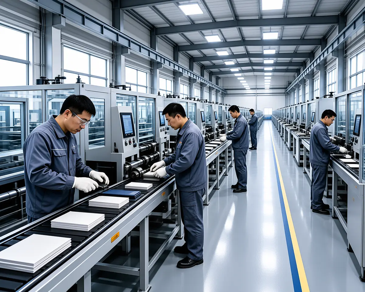 爱好笔业现代化生产车间：中国技术工人在自动化产线作业