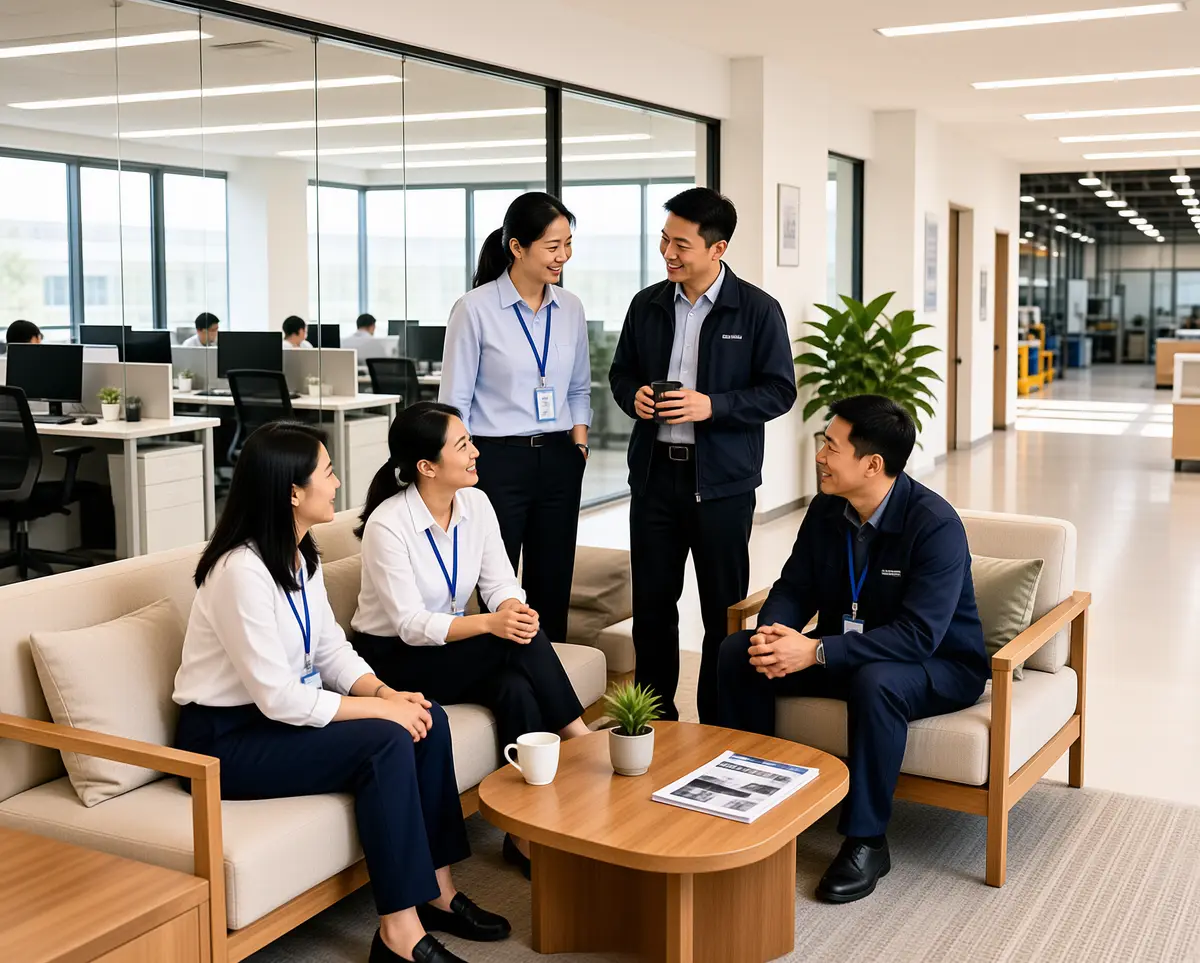 工作环境：中国员工在舒适办公空间休憩交流